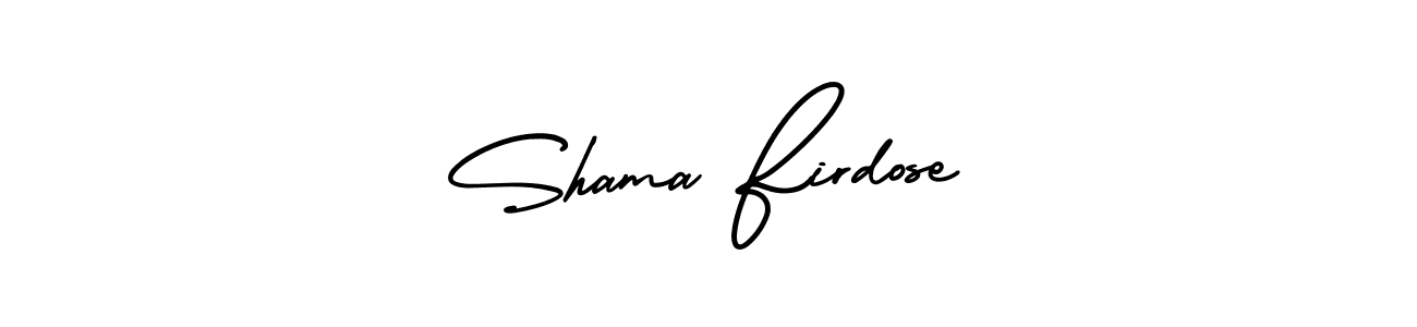if you are searching for the best signature style for your name Shama Firdose. so please give up your signature search. here we have designed multiple signature styles  using AmerikaSignatureDemo-Regular. Shama Firdose signature style 3 images and pictures png