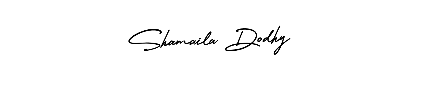 The best way (AmerikaSignatureDemo-Regular) to make a short signature is to pick only two or three words in your name. The name Shamaila Dodhy include a total of six letters. For converting this name. Shamaila Dodhy signature style 3 images and pictures png