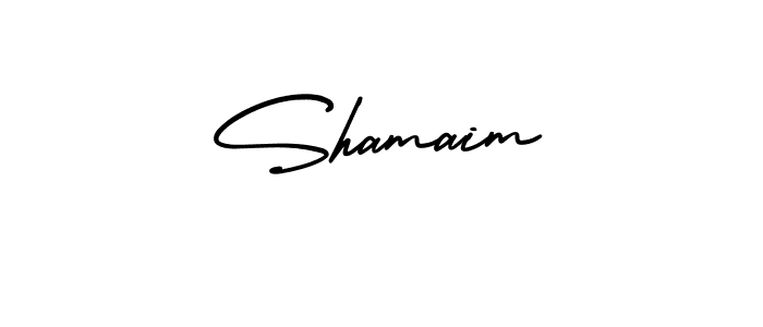 How to make Shamaim name signature. Use AmerikaSignatureDemo-Regular style for creating short signs online. This is the latest handwritten sign. Shamaim signature style 3 images and pictures png