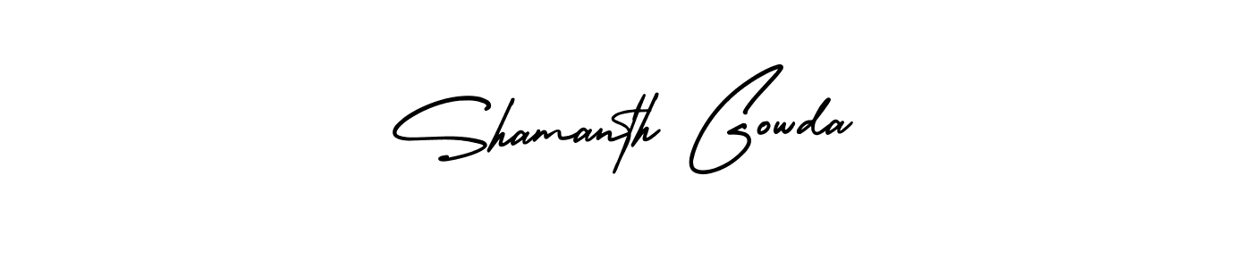 How to make Shamanth Gowda signature? AmerikaSignatureDemo-Regular is a professional autograph style. Create handwritten signature for Shamanth Gowda name. Shamanth Gowda signature style 3 images and pictures png