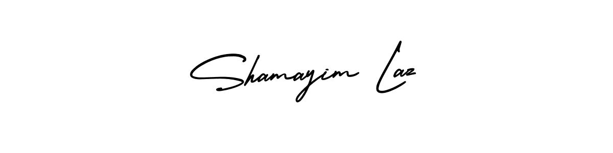Also we have Shamayim Laz name is the best signature style. Create professional handwritten signature collection using AmerikaSignatureDemo-Regular autograph style. Shamayim Laz signature style 3 images and pictures png