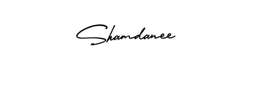 How to make Shamdanee name signature. Use AmerikaSignatureDemo-Regular style for creating short signs online. This is the latest handwritten sign. Shamdanee signature style 3 images and pictures png