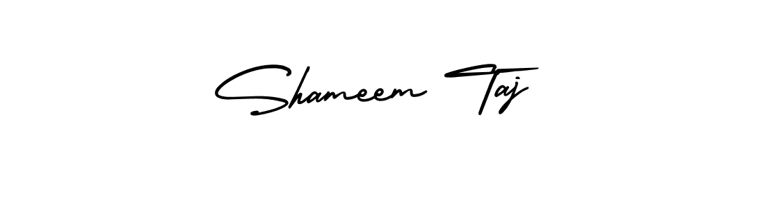 You should practise on your own different ways (AmerikaSignatureDemo-Regular) to write your name (Shameem Taj) in signature. don't let someone else do it for you. Shameem Taj signature style 3 images and pictures png
