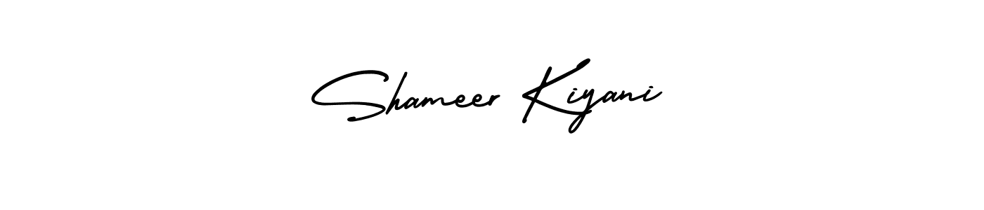 Make a short Shameer Kiyani signature style. Manage your documents anywhere anytime using AmerikaSignatureDemo-Regular. Create and add eSignatures, submit forms, share and send files easily. Shameer Kiyani signature style 3 images and pictures png