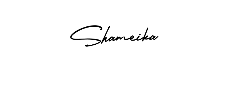 How to make Shameika signature? AmerikaSignatureDemo-Regular is a professional autograph style. Create handwritten signature for Shameika name. Shameika signature style 3 images and pictures png