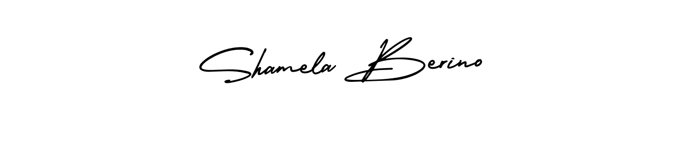 How to make Shamela Berino signature? AmerikaSignatureDemo-Regular is a professional autograph style. Create handwritten signature for Shamela Berino name. Shamela Berino signature style 3 images and pictures png