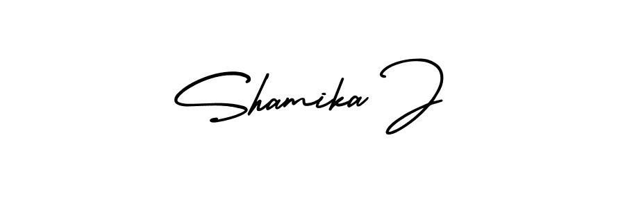 Design your own signature with our free online signature maker. With this signature software, you can create a handwritten (AmerikaSignatureDemo-Regular) signature for name Shamika J. Shamika J signature style 3 images and pictures png