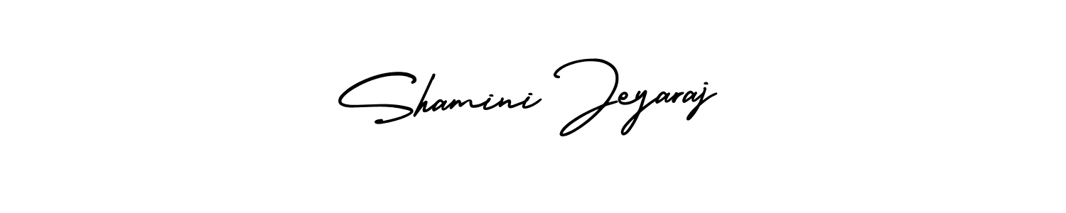 This is the best signature style for the Shamini Jeyaraj name. Also you like these signature font (AmerikaSignatureDemo-Regular). Mix name signature. Shamini Jeyaraj signature style 3 images and pictures png