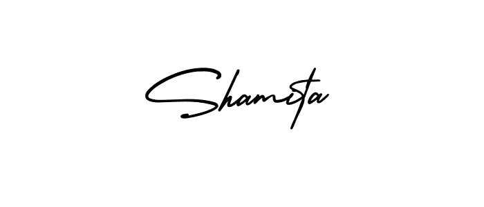 The best way (AmerikaSignatureDemo-Regular) to make a short signature is to pick only two or three words in your name. The name Shamita include a total of six letters. For converting this name. Shamita signature style 3 images and pictures png