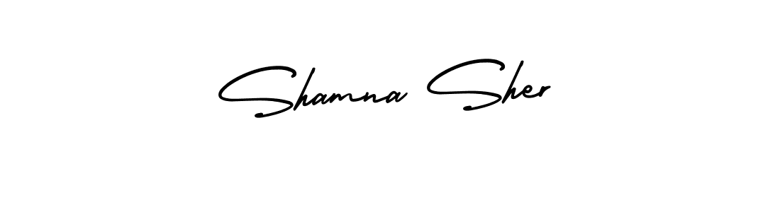 How to make Shamna Sher name signature. Use AmerikaSignatureDemo-Regular style for creating short signs online. This is the latest handwritten sign. Shamna Sher signature style 3 images and pictures png