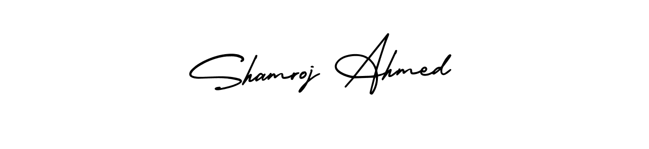 It looks lik you need a new signature style for name Shamroj Ahmed. Design unique handwritten (AmerikaSignatureDemo-Regular) signature with our free signature maker in just a few clicks. Shamroj Ahmed signature style 3 images and pictures png