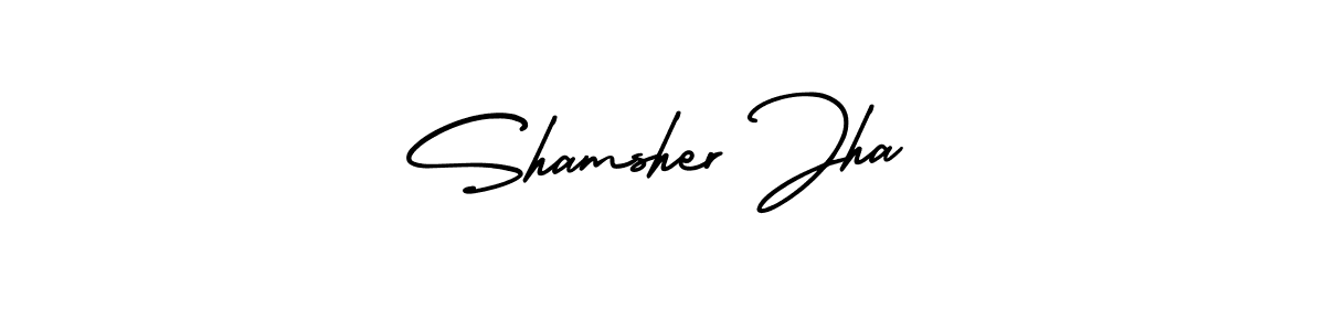 Use a signature maker to create a handwritten signature online. With this signature software, you can design (AmerikaSignatureDemo-Regular) your own signature for name Shamsher Jha. Shamsher Jha signature style 3 images and pictures png