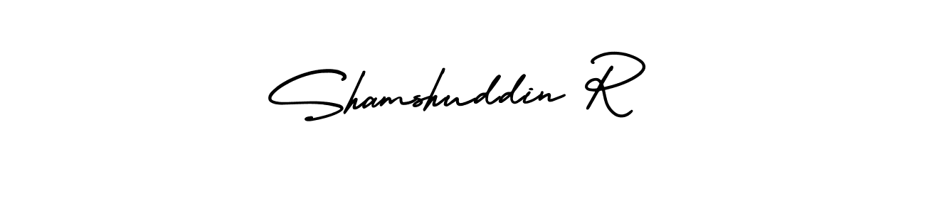 Use a signature maker to create a handwritten signature online. With this signature software, you can design (AmerikaSignatureDemo-Regular) your own signature for name Shamshuddin R. Shamshuddin R signature style 3 images and pictures png