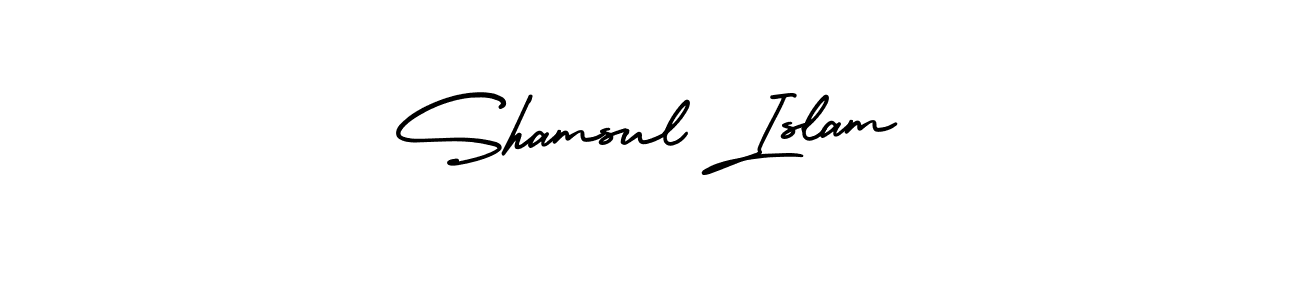 You should practise on your own different ways (AmerikaSignatureDemo-Regular) to write your name (Shamsul Islam) in signature. don't let someone else do it for you. Shamsul Islam signature style 3 images and pictures png