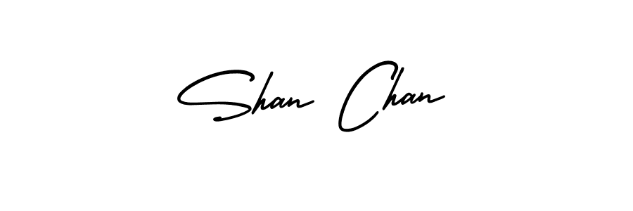 You should practise on your own different ways (AmerikaSignatureDemo-Regular) to write your name (Shan Chan) in signature. don't let someone else do it for you. Shan Chan signature style 3 images and pictures png
