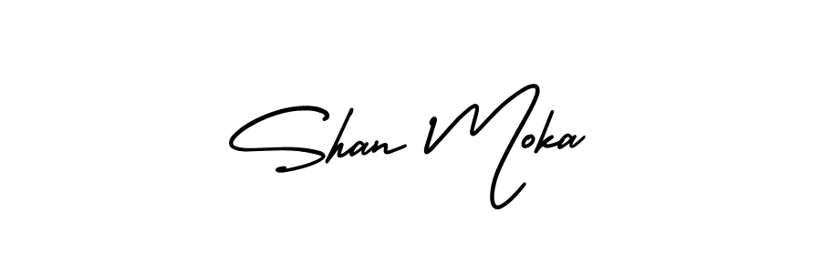 It looks lik you need a new signature style for name Shan Moka. Design unique handwritten (AmerikaSignatureDemo-Regular) signature with our free signature maker in just a few clicks. Shan Moka signature style 3 images and pictures png