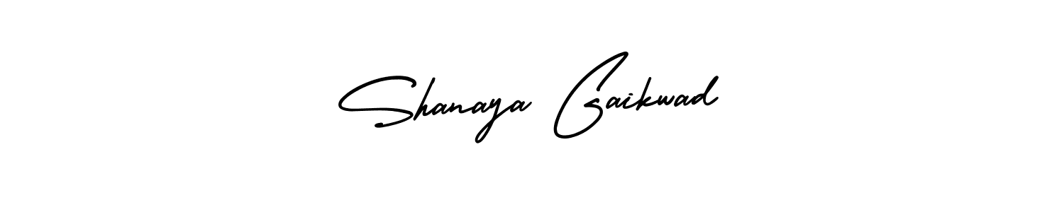 You should practise on your own different ways (AmerikaSignatureDemo-Regular) to write your name (Shanaya Gaikwad) in signature. don't let someone else do it for you. Shanaya Gaikwad signature style 3 images and pictures png