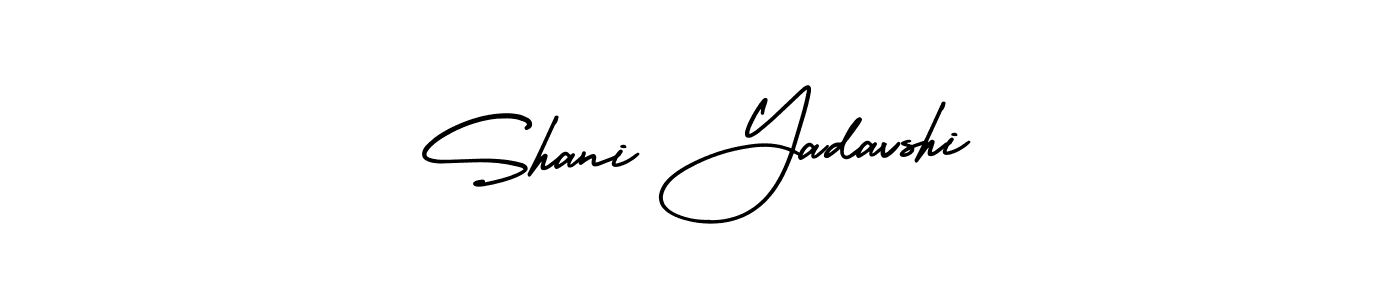 You should practise on your own different ways (AmerikaSignatureDemo-Regular) to write your name (Shani Yadavshi) in signature. don't let someone else do it for you. Shani Yadavshi signature style 3 images and pictures png