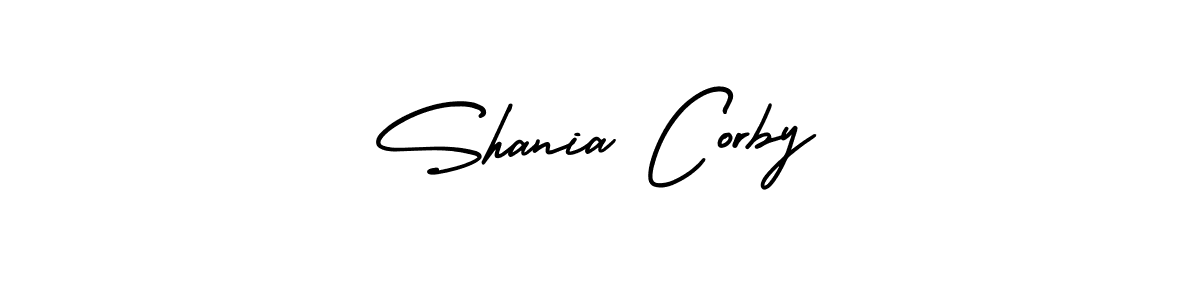 Make a beautiful signature design for name Shania Corby. With this signature (AmerikaSignatureDemo-Regular) style, you can create a handwritten signature for free. Shania Corby signature style 3 images and pictures png