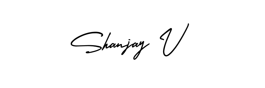 How to make Shanjay V signature? AmerikaSignatureDemo-Regular is a professional autograph style. Create handwritten signature for Shanjay V name. Shanjay V signature style 3 images and pictures png