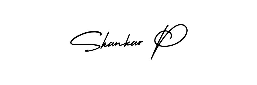 How to make Shankar P name signature. Use AmerikaSignatureDemo-Regular style for creating short signs online. This is the latest handwritten sign. Shankar P signature style 3 images and pictures png