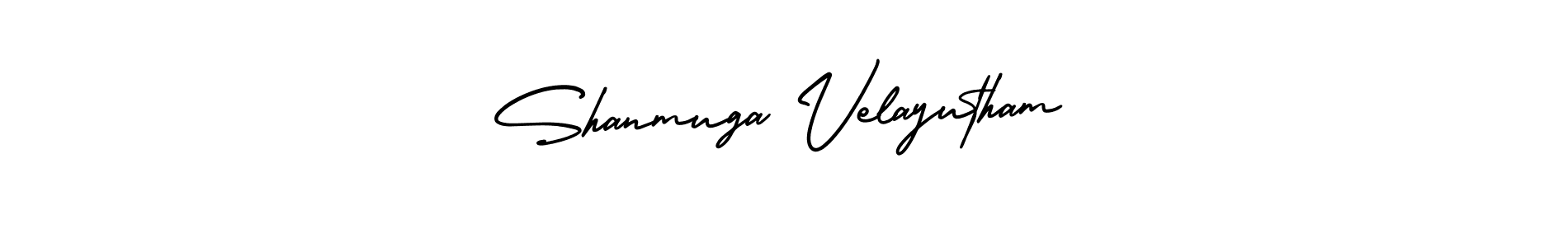 You should practise on your own different ways (AmerikaSignatureDemo-Regular) to write your name (Shanmuga Velayutham) in signature. don't let someone else do it for you. Shanmuga Velayutham signature style 3 images and pictures png