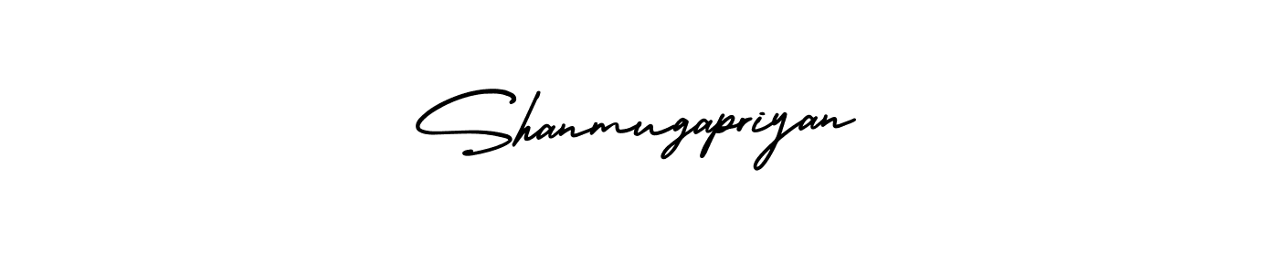 The best way (AmerikaSignatureDemo-Regular) to make a short signature is to pick only two or three words in your name. The name Shanmugapriyan include a total of six letters. For converting this name. Shanmugapriyan signature style 3 images and pictures png