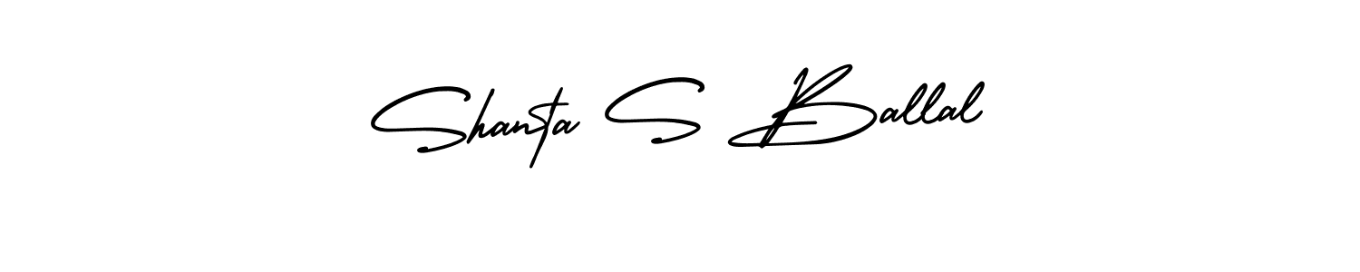 You should practise on your own different ways (AmerikaSignatureDemo-Regular) to write your name (Shanta S Ballal) in signature. don't let someone else do it for you. Shanta S Ballal signature style 3 images and pictures png
