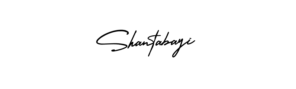 You should practise on your own different ways (AmerikaSignatureDemo-Regular) to write your name (Shantabayi) in signature. don't let someone else do it for you. Shantabayi signature style 3 images and pictures png