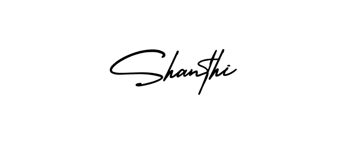 How to make Shanthi name signature. Use AmerikaSignatureDemo-Regular style for creating short signs online. This is the latest handwritten sign. Shanthi signature style 3 images and pictures png