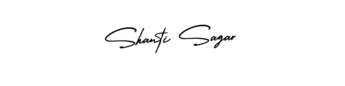 You should practise on your own different ways (AmerikaSignatureDemo-Regular) to write your name (Shanti Sagar) in signature. don't let someone else do it for you. Shanti Sagar signature style 3 images and pictures png