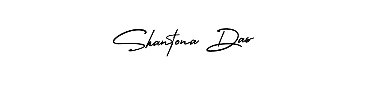 The best way (AmerikaSignatureDemo-Regular) to make a short signature is to pick only two or three words in your name. The name Shantona Das include a total of six letters. For converting this name. Shantona Das signature style 3 images and pictures png