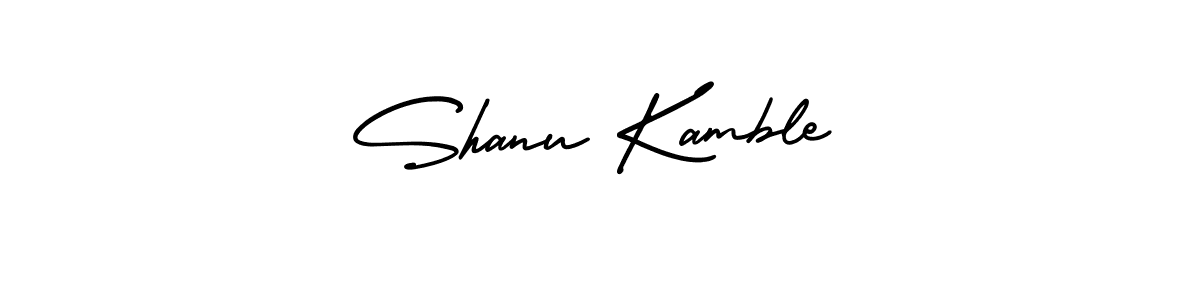 The best way (AmerikaSignatureDemo-Regular) to make a short signature is to pick only two or three words in your name. The name Shanu Kamble include a total of six letters. For converting this name. Shanu Kamble signature style 3 images and pictures png