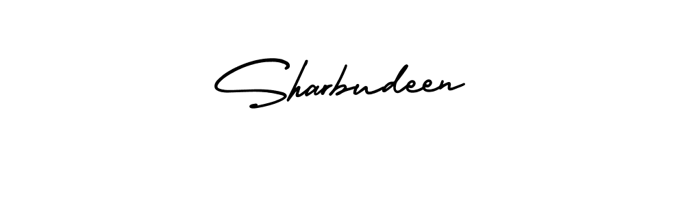 How to make Sharbudeen name signature. Use AmerikaSignatureDemo-Regular style for creating short signs online. This is the latest handwritten sign. Sharbudeen signature style 3 images and pictures png