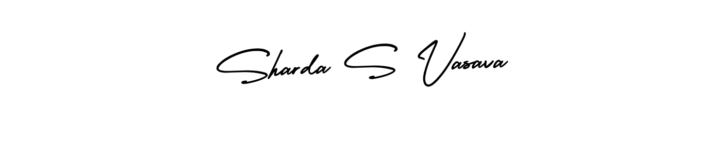 if you are searching for the best signature style for your name Sharda S Vasava. so please give up your signature search. here we have designed multiple signature styles  using AmerikaSignatureDemo-Regular. Sharda S Vasava signature style 3 images and pictures png