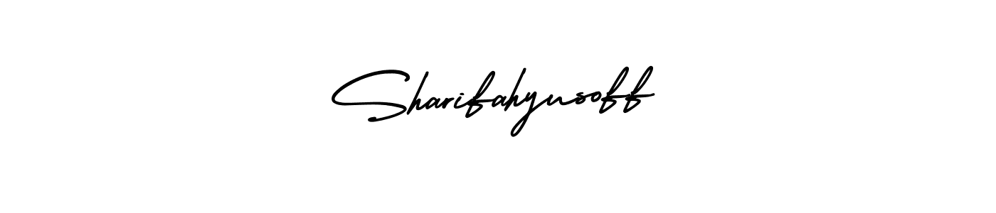 How to Draw Sharifahyusoff signature style? AmerikaSignatureDemo-Regular is a latest design signature styles for name Sharifahyusoff. Sharifahyusoff signature style 3 images and pictures png