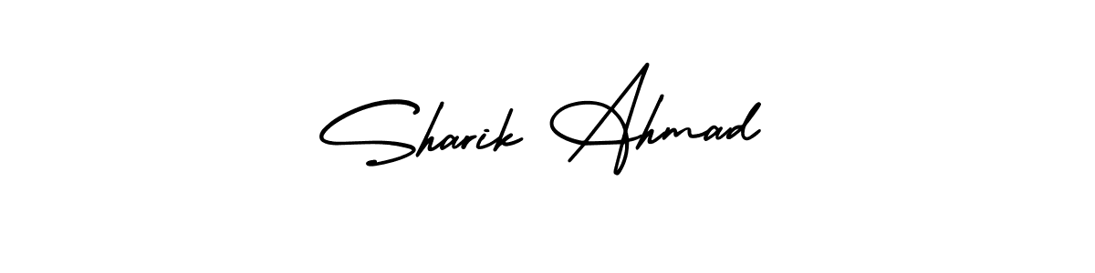 The best way (AmerikaSignatureDemo-Regular) to make a short signature is to pick only two or three words in your name. The name Sharik Ahmad include a total of six letters. For converting this name. Sharik Ahmad signature style 3 images and pictures png