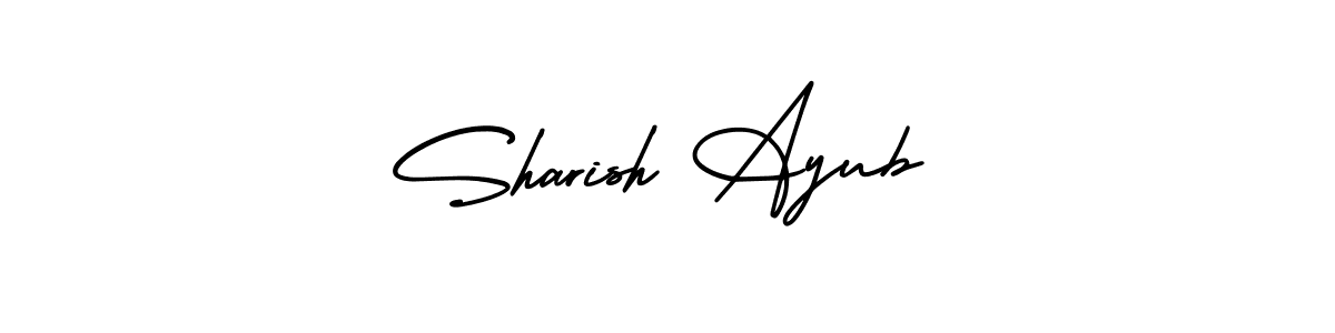 You should practise on your own different ways (AmerikaSignatureDemo-Regular) to write your name (Sharish Ayub) in signature. don't let someone else do it for you. Sharish Ayub signature style 3 images and pictures png