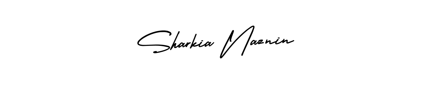 if you are searching for the best signature style for your name Sharkia Naznin. so please give up your signature search. here we have designed multiple signature styles  using AmerikaSignatureDemo-Regular. Sharkia Naznin signature style 3 images and pictures png