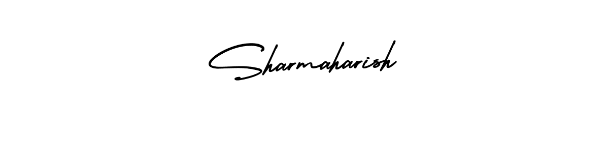 You should practise on your own different ways (AmerikaSignatureDemo-Regular) to write your name (Sharmaharish) in signature. don't let someone else do it for you. Sharmaharish signature style 3 images and pictures png