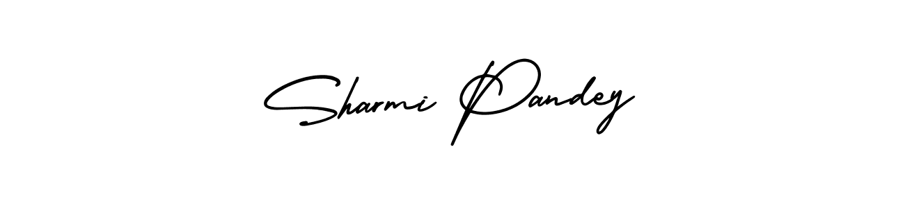 You should practise on your own different ways (AmerikaSignatureDemo-Regular) to write your name (Sharmi Pandey) in signature. don't let someone else do it for you. Sharmi Pandey signature style 3 images and pictures png