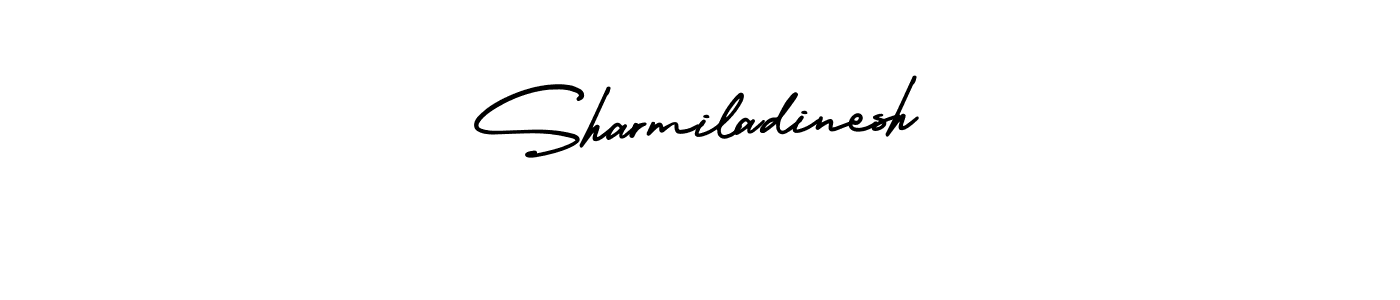 Similarly AmerikaSignatureDemo-Regular is the best handwritten signature design. Signature creator online .You can use it as an online autograph creator for name Sharmiladinesh. Sharmiladinesh signature style 3 images and pictures png