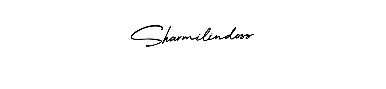 The best way (AmerikaSignatureDemo-Regular) to make a short signature is to pick only two or three words in your name. The name Sharmilindoss include a total of six letters. For converting this name. Sharmilindoss signature style 3 images and pictures png
