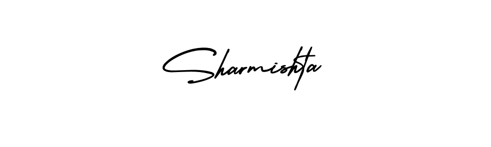 How to make Sharmishta name signature. Use AmerikaSignatureDemo-Regular style for creating short signs online. This is the latest handwritten sign. Sharmishta signature style 3 images and pictures png