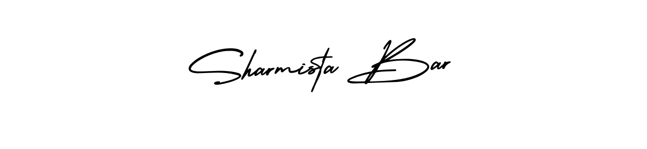 You should practise on your own different ways (AmerikaSignatureDemo-Regular) to write your name (Sharmista Bar) in signature. don't let someone else do it for you. Sharmista Bar signature style 3 images and pictures png