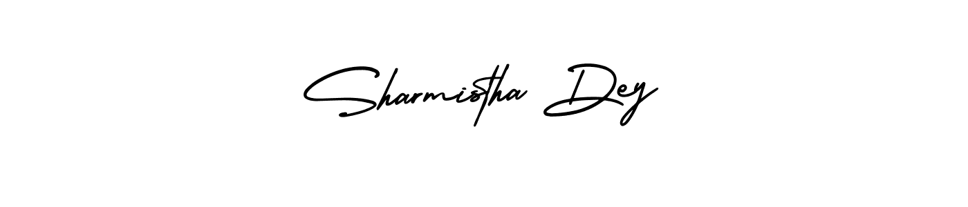 The best way (AmerikaSignatureDemo-Regular) to make a short signature is to pick only two or three words in your name. The name Sharmistha Dey include a total of six letters. For converting this name. Sharmistha Dey signature style 3 images and pictures png