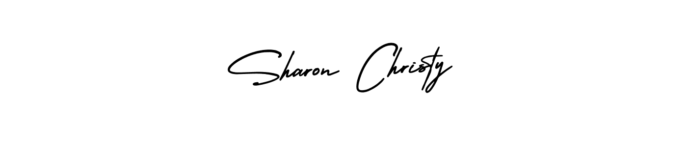You should practise on your own different ways (AmerikaSignatureDemo-Regular) to write your name (Sharon Christy) in signature. don't let someone else do it for you. Sharon Christy signature style 3 images and pictures png
