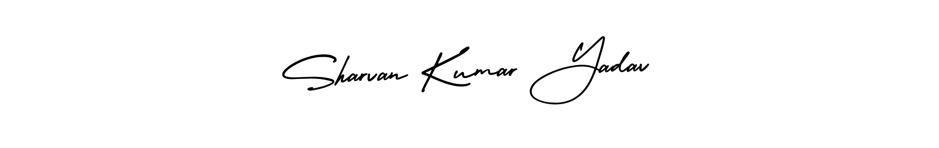 You should practise on your own different ways (AmerikaSignatureDemo-Regular) to write your name (Sharvan Kumar Yadav) in signature. don't let someone else do it for you. Sharvan Kumar Yadav signature style 3 images and pictures png