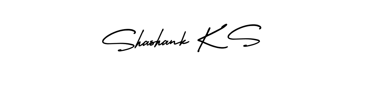 The best way (AmerikaSignatureDemo-Regular) to make a short signature is to pick only two or three words in your name. The name Shashank K S include a total of six letters. For converting this name. Shashank K S signature style 3 images and pictures png