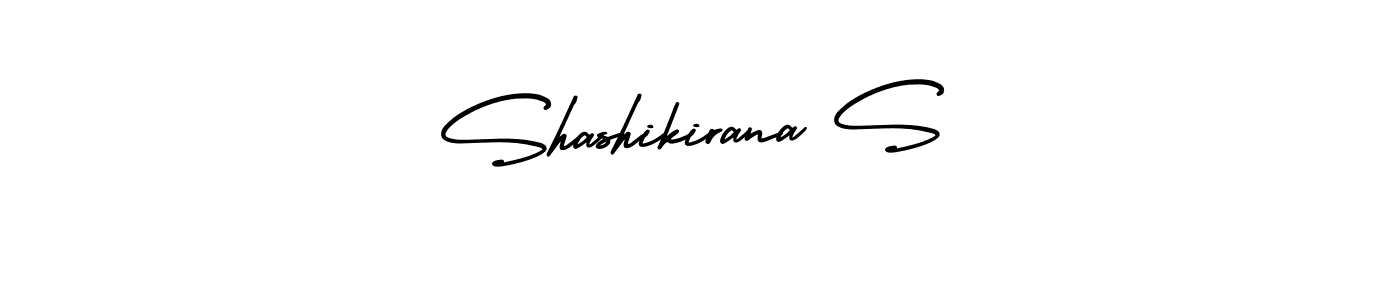 You should practise on your own different ways (AmerikaSignatureDemo-Regular) to write your name (Shashikirana S) in signature. don't let someone else do it for you. Shashikirana S signature style 3 images and pictures png